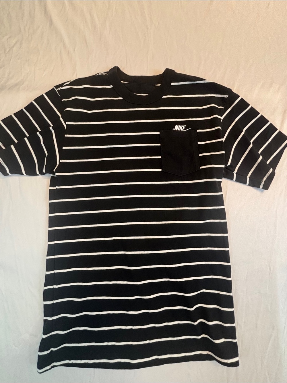 Nike Black & White Striped Pocket Tee